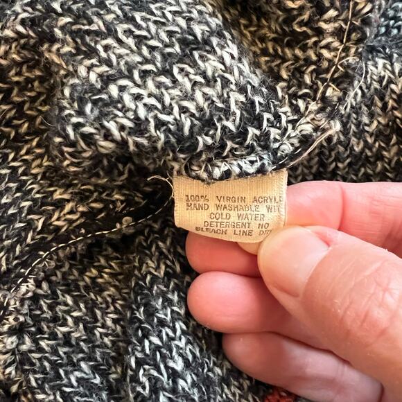 Vintage Dimension By Milford Black Aztec Southwestern Open Front Cardigan Medium - Picture 5 of 6